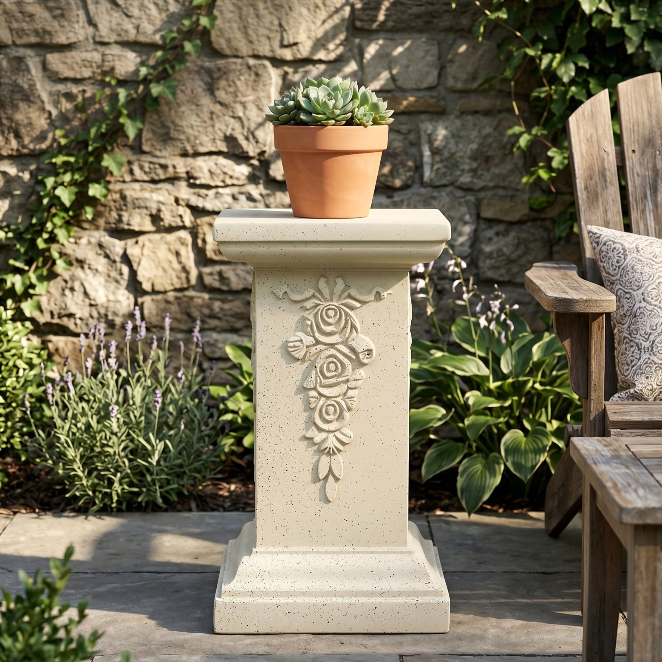 Christopher Knight Home 22.44"H MGO Pedestal Plant Stand, Floral Display Column, Sand