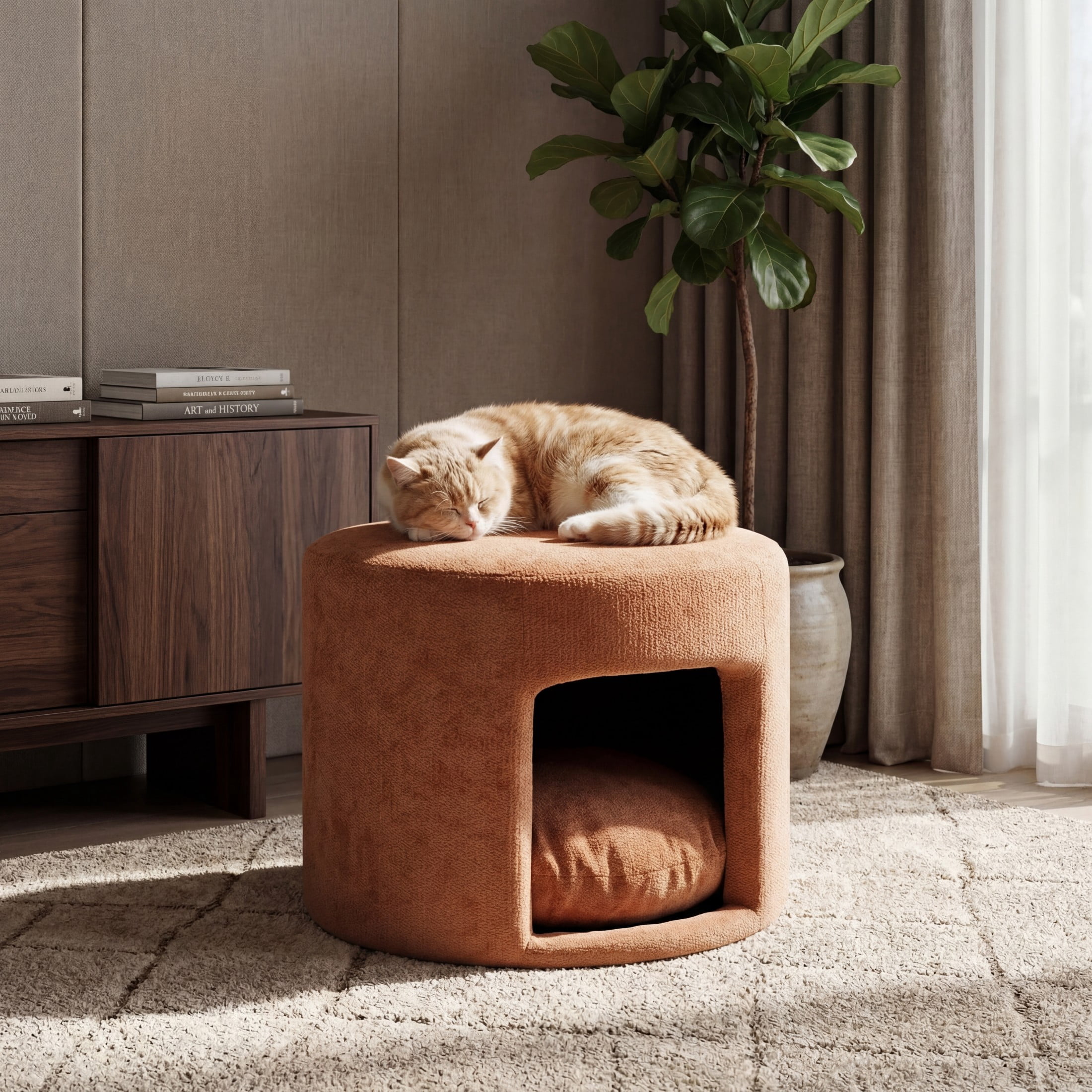Christopher Knight Home 23.6" Pet Friendly Ottoman with Removable Cushion and Hidden Nook, Orange