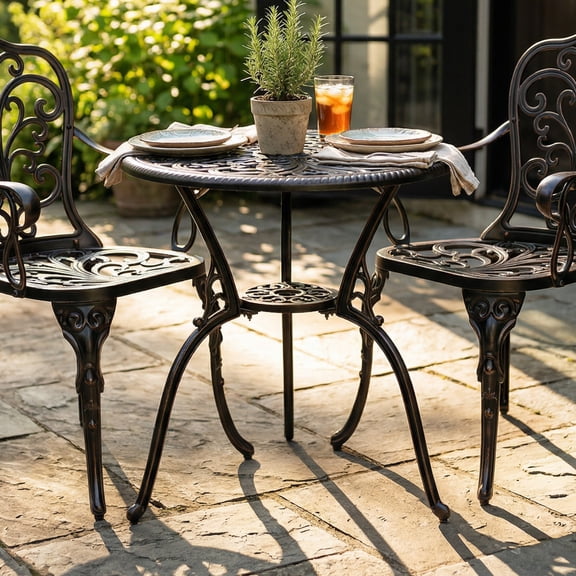 Christopher Knight Home 23.6" Round Outdoor Bistro Table, Cast Aluminum Patio Table, Copper Finish