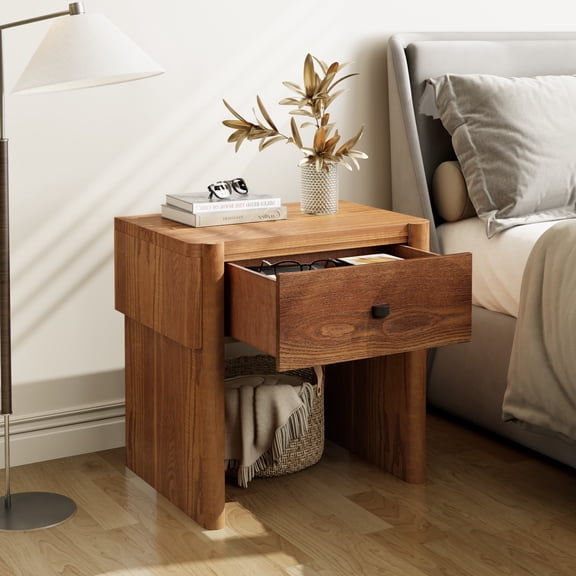 Christopher Knight Home 23" Modern Wood Nightstand with Drawer, Minimalist Bedside Table, Brown