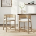 thumbnail image 1 of Christopher Knight Home 25.5" Upholstered Counter Stools, Wood Frame with Rattan Back, Light Ash, Set of 2, 1 of 8