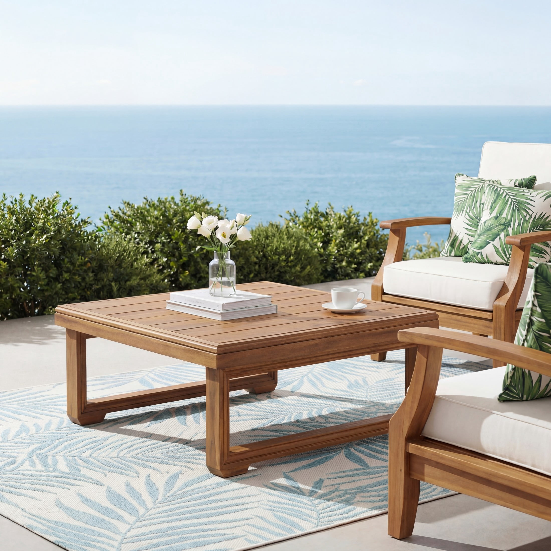 Christopher Knight Home 25.6" Rustic Outdoor Patio Acacia Wood Slatted Coffee Table, Brown Wash