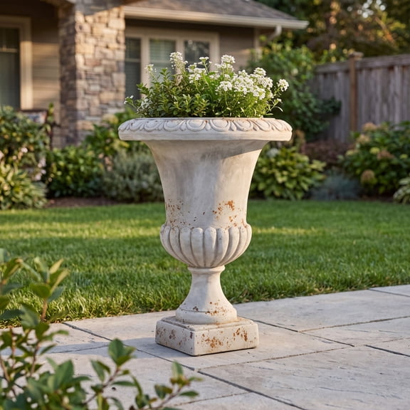 Christopher Knight Home 25.75" MGO Classic Garden Urn Planter, Antique Gray