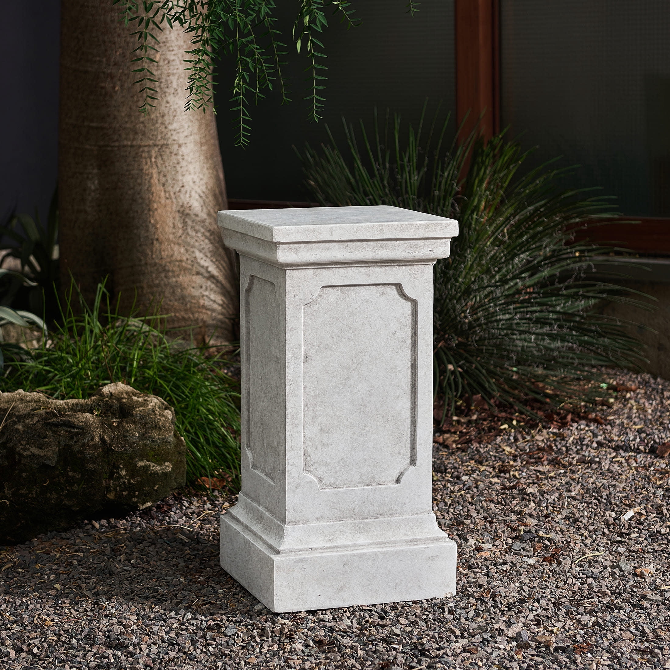Christopher Knight Home 25.75" Outdoor Classic Plant Stand with Square Pedestal, Antique White