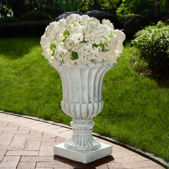 Christopher Knight Home 26.25" Garden Urn Planter Pot for Indoor Outdoor Use, Vintage Design, Antique White