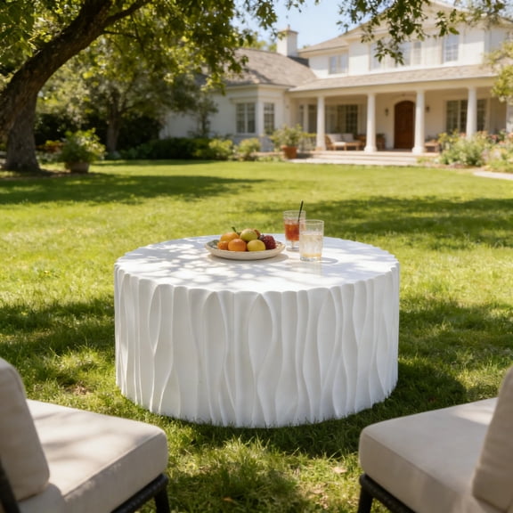 Christopher Knight Home 26.77" Round Outdoor/Indoor Coffee Table, Wavy Fluted MGO Design, White