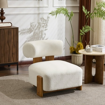 Christopher Knight Home 27.25" Modern Boucle Accent Chair with Rolled Backrest, Solid Wood Frame, Beige