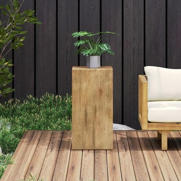 Christopher Knight Home 27.75" MGO End Table, Wood-Look Square Design, Indoor Outdoor Side Table, Natural Finish