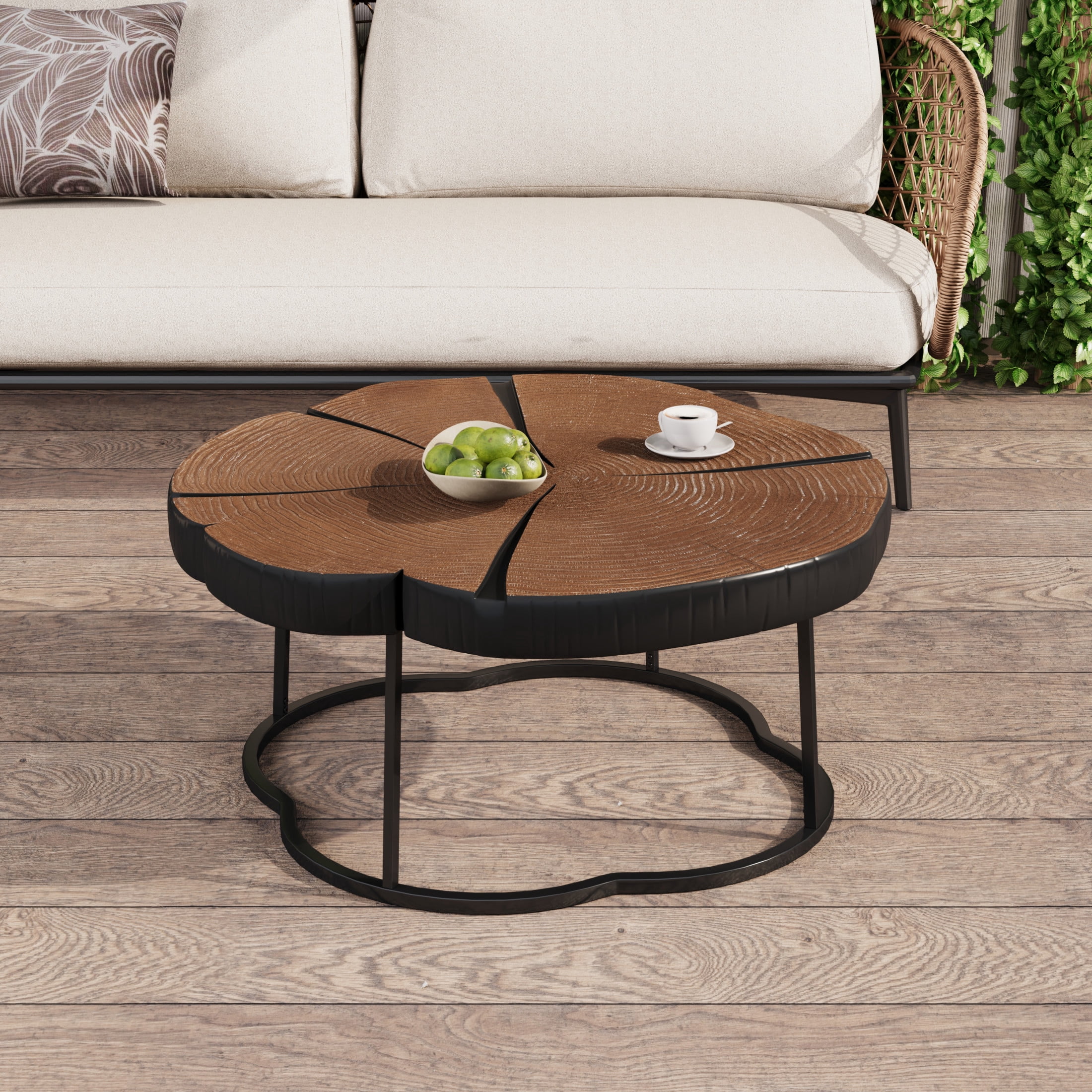 Christopher Knight Home 27" Modern Industrial Coffee Table, MGO Natural Wood & Black Metal Base