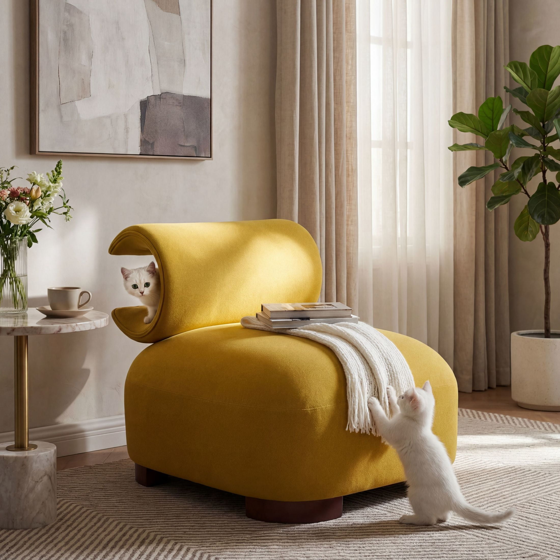 Christopher Knight Home 28" Modern Upholstered Accent Chair for Living Room, Pet-Friendly, Yellow