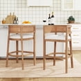 thumbnail image 1 of Christopher Knight Home 29.5" Upholstered Bar Stools, Wood Frame with Rattan Back, Natural, Set of 2, 1 of 8