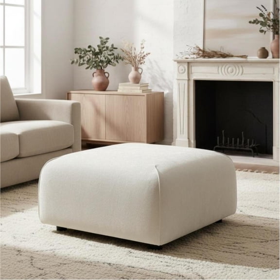Christopher Knight Home 29.75" Modern Square Ottoman, Accent Extra Seating Footrest, Beige