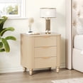 thumbnail image 1 of Christopher Knight Home 3-Drawer Nightstand, Bedside Table with Golden Handles & Gourd Legs, Champagne, 1 of 10