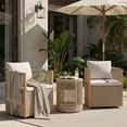 thumbnail image 1 of Christopher Knight Home 3 Piece Acacia Wood Outdoor 360° Swivel Chair and Side Table Set, Beige, 1 of 16