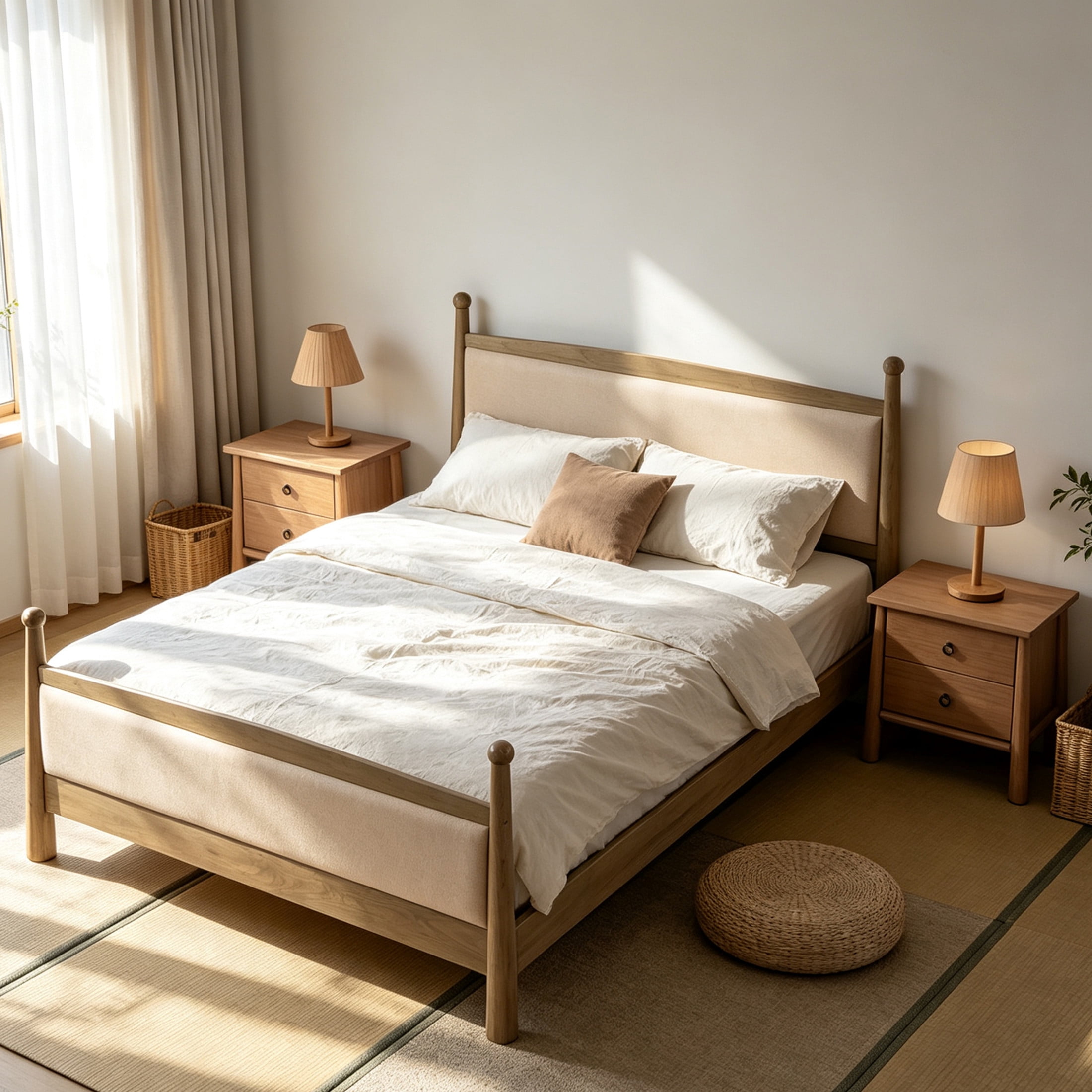 Christopher Knight Home 3-Piece Bedroom Set with Queen Upholstered Bed and 2 Nightstands, Natural