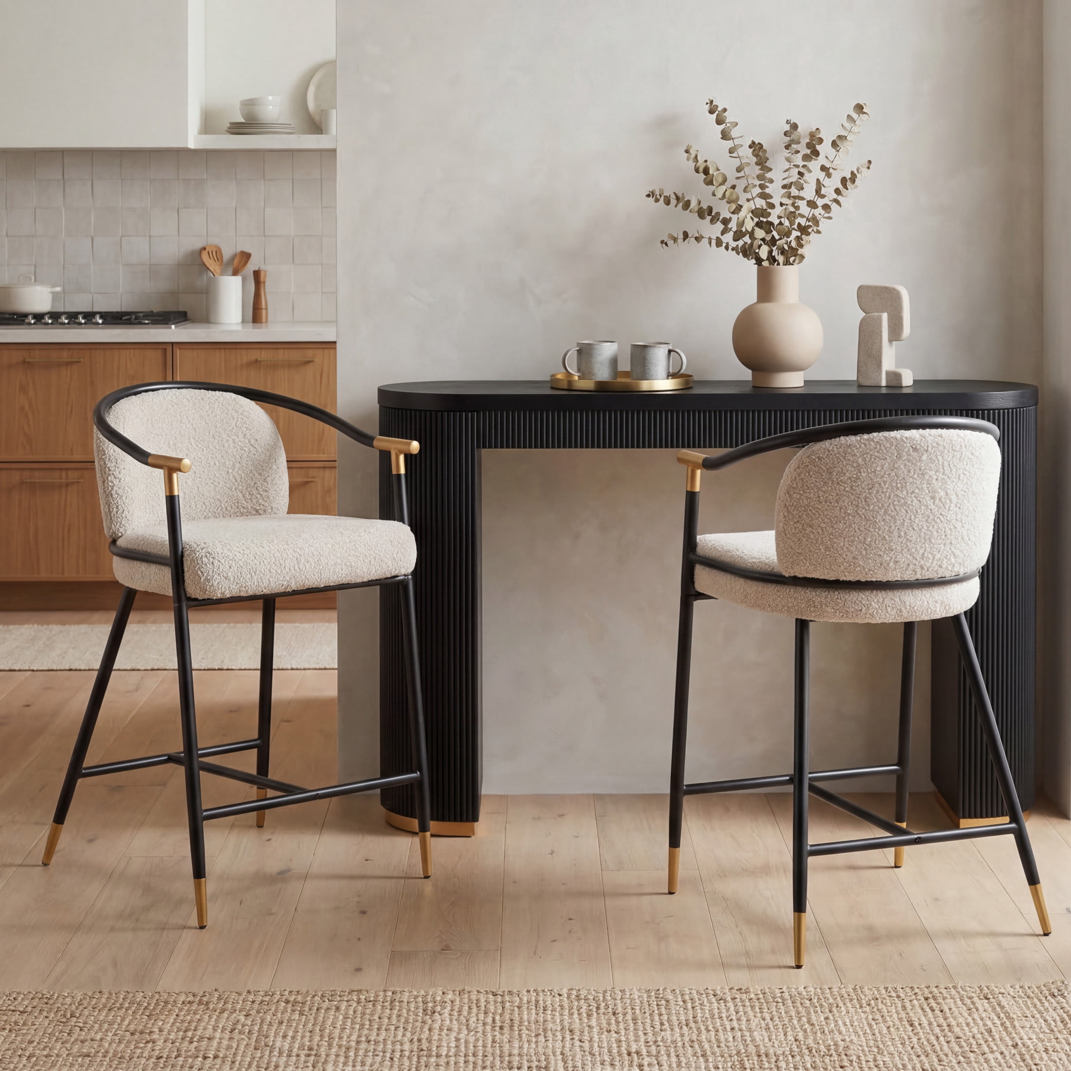 Christopher Knight Home 3-Piece Counter Dining Table with Upholstered Bar Stools Metal Frame, Almond