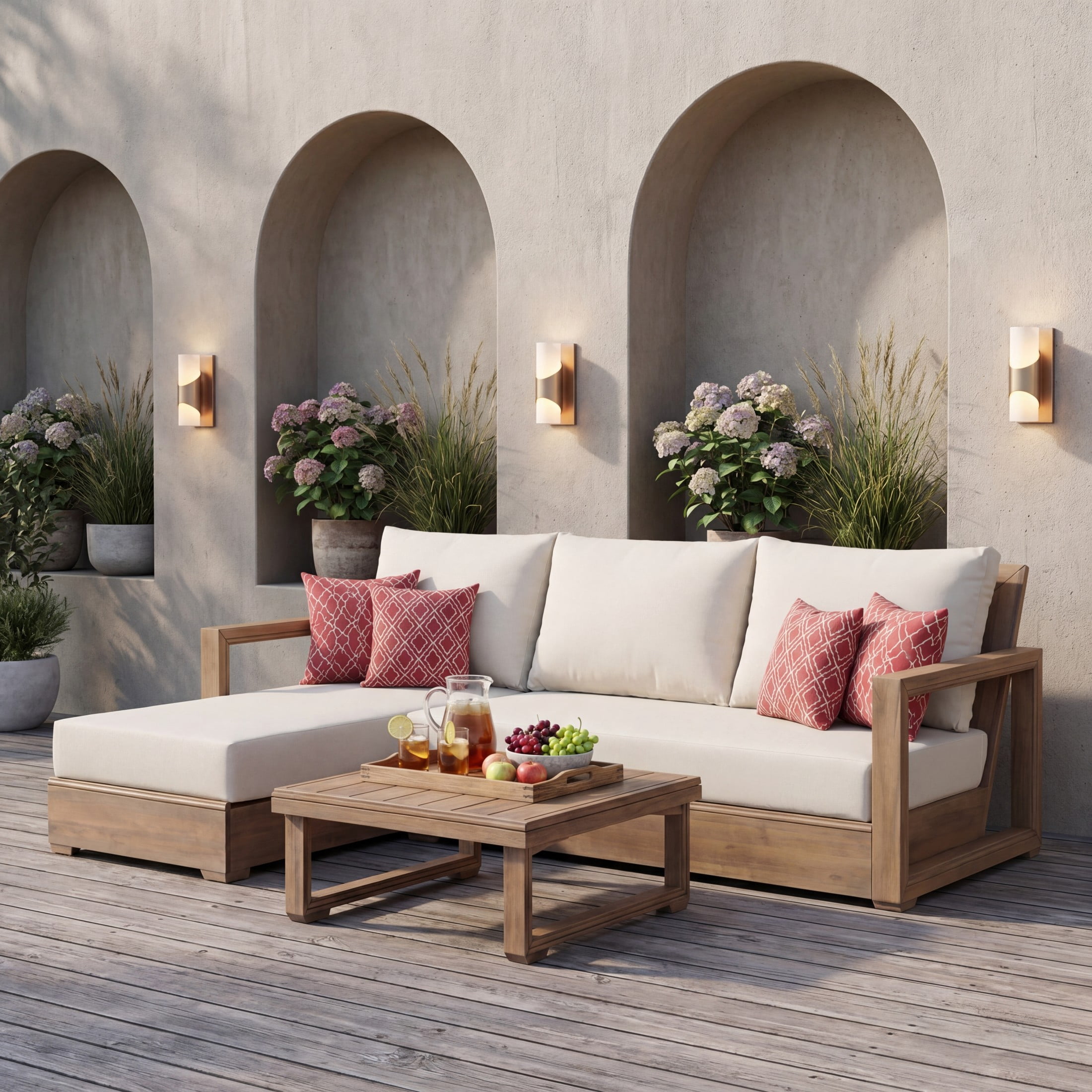 Christopher Knight Home 3-Piece Outdoor Conversation Set, Floor Seating Sofa and Coffee Table, Brown + Beige