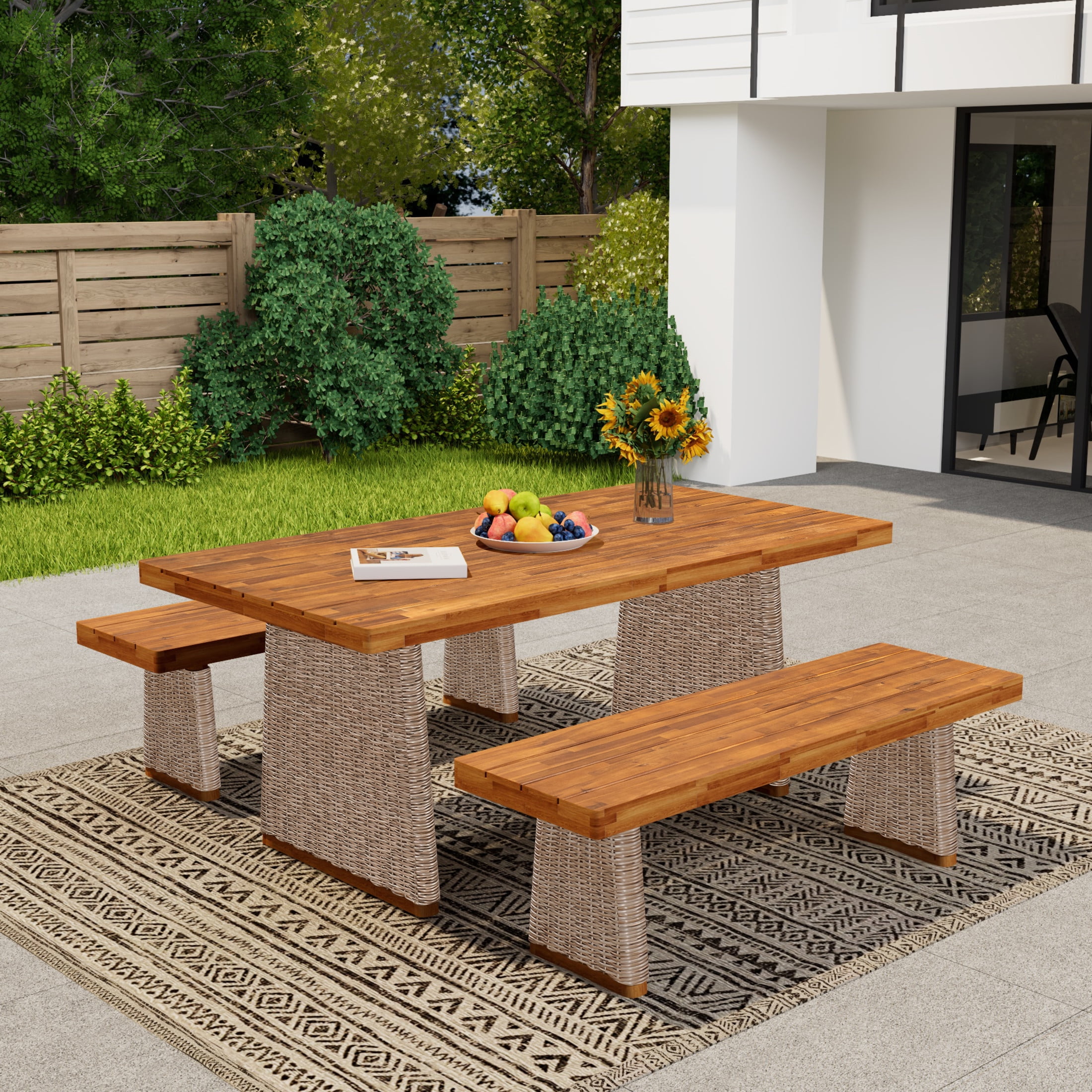 Christopher Knight Home 2-Piece Outdoor Dining Set with Wood