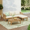 thumbnail image 1 of Christopher Knight Home 3-Piece Outdoor Rattan Sectional Sofa Set with Coffee Table, Beige Cushions, Teak Finish, 1 of 8