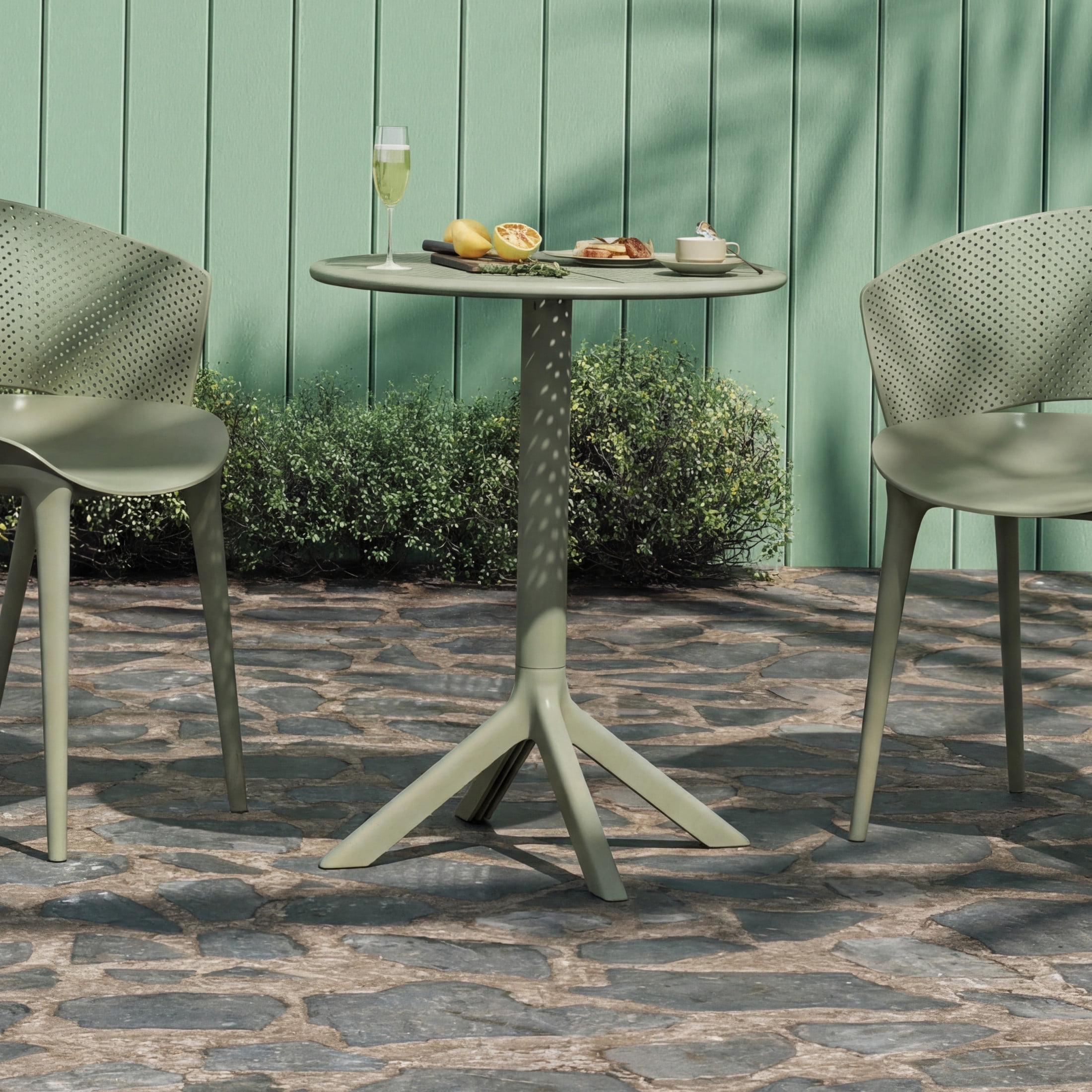 Christopher Knight Home 30.3"H Round Outdoor Bistro Table, Plastic Patio Accent Table, Sage Green