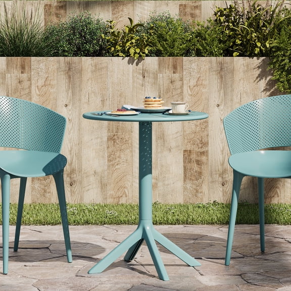 Christopher Knight Home 30.3"H Round Outdoor Bistro Table, Plastic Patio Accent Table, Sky Blue