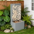 thumbnail image 1 of Christopher Knight Home 30.71" Outdoor Fountain with LED Lights, Leaf Cutout Water Wall Feature, Light Gray, 1 of 11