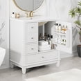 thumbnail image 1 of Christopher Knight Home 30" Bathroom Vanity with Ceramic Sink, Multifunctional Storage, Soft Close Door, White, 1 of 13