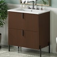 thumbnail image 1 of Christopher Knight Home 30" Bathroom Vanity with Sink, Soft-Close Drawers, Fluted Design, Dark Brown, 1 of 9