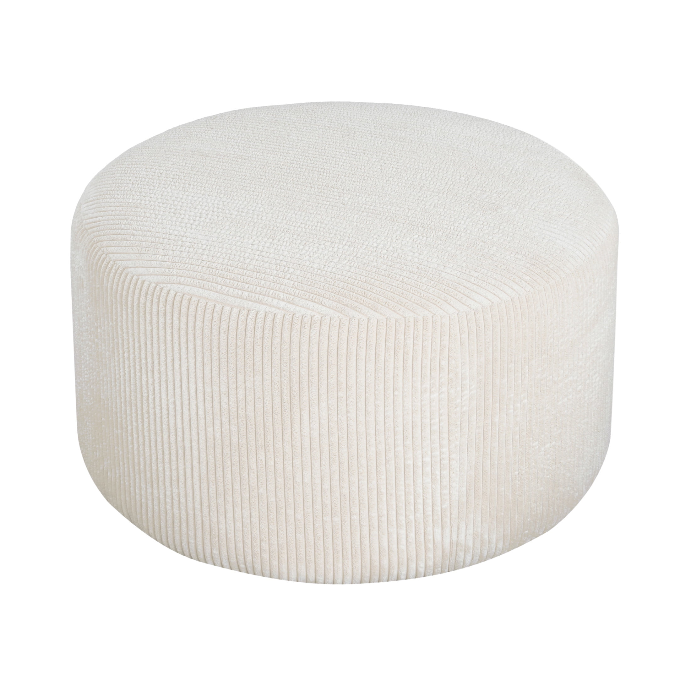 Christopher Knight Home 30" Corduroy Upholstered Round Ottoman, Wood Frame, Beige