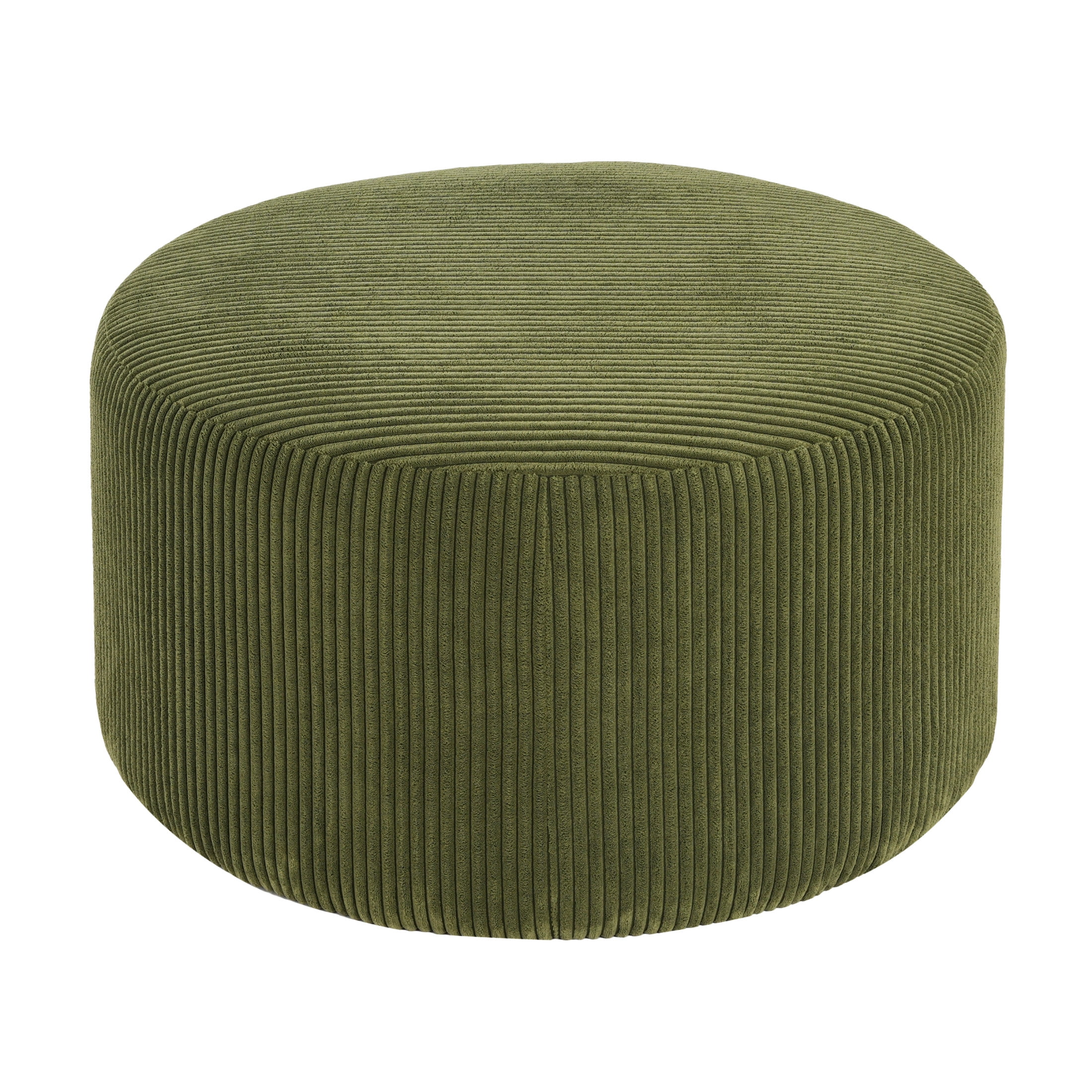 Christopher Knight Home 30" Corduroy Upholstered Round Ottoman, Wood Frame, Dark Green
