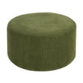 thumbnail image 1 of Christopher Knight Home 30" Corduroy Upholstered Round Ottoman, Wood Frame, Dark Green, 1 of 7