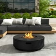 thumbnail image 1 of Christopher Knight Home 30" Patio MGO Propane Fire Pit, 40,000 BTU Ribbed Round Heater with Lid, Black, 1 of 13