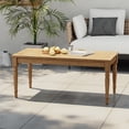 thumbnail image 1 of Christopher Knight Home 31.5" Outdoor Coffee Table, Wood Slatted Top with Carved Legs, Natural Finish, 1 of 6