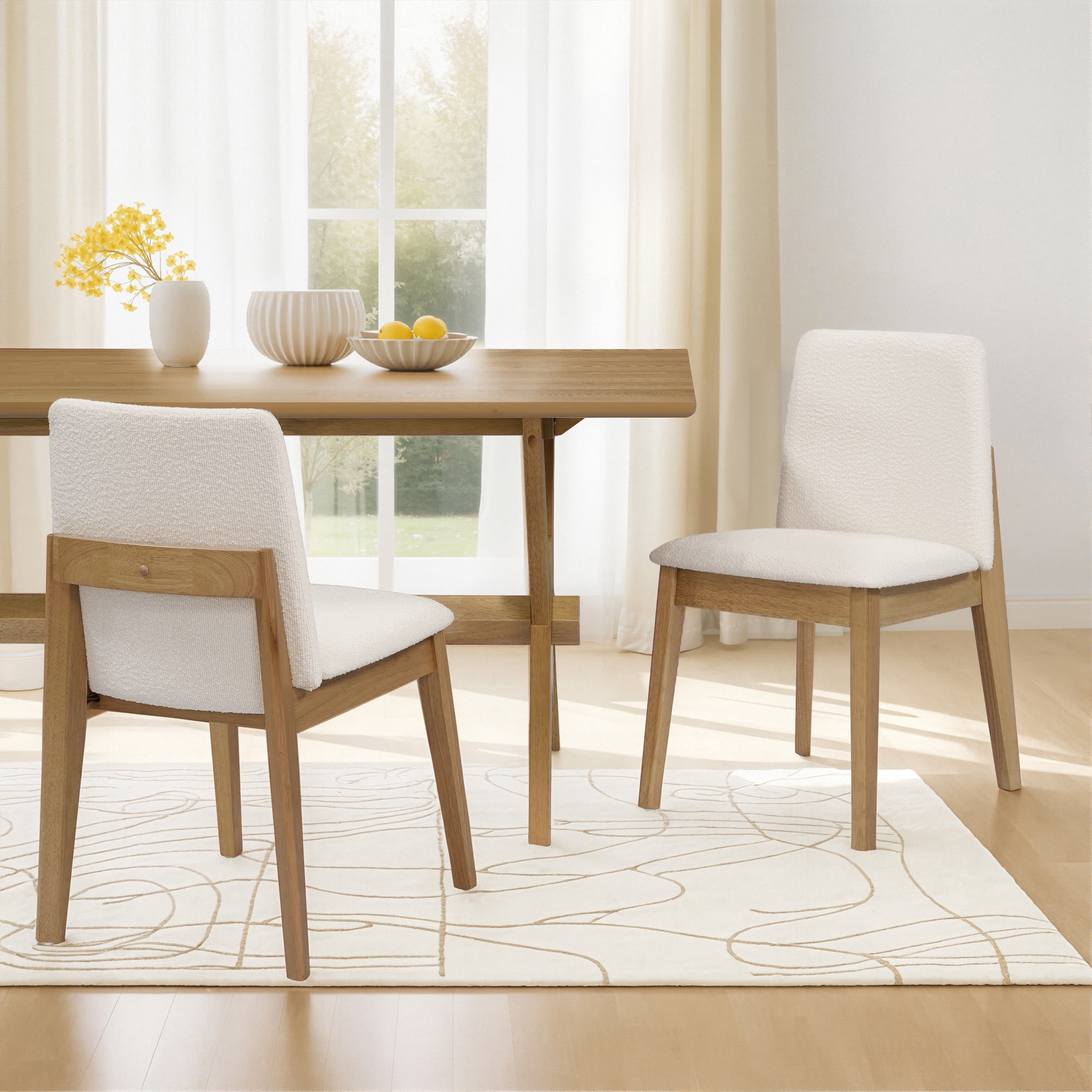 Christopher Knight Home 31.75" Upholstered Armless Dining Chairs, Wood Frame with Fabric Seat, Set of 2