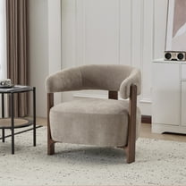 Christopher Knight Home 31" Modern Accent Arm Chair, Upholstered Fabric with Wooden Legs, Light Brown