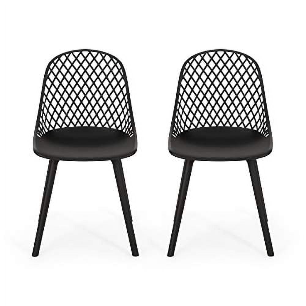 Black Diamond Mesh Outdoor Dining Chairs Set of 2