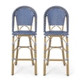 thumbnail image 1 of Christopher Knight Home 314448 Kinner Outdoor Barstool, Dark Teal + White + Bamboo Print Finish, 1 of 8