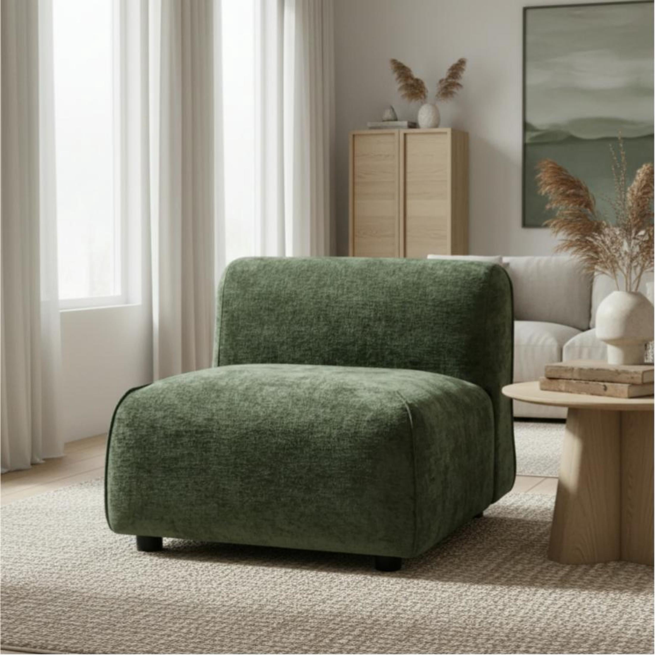 Christopher Knight Home 32"D Modern Curved Upholstered Armless Accent Chair, Plush Green Seat