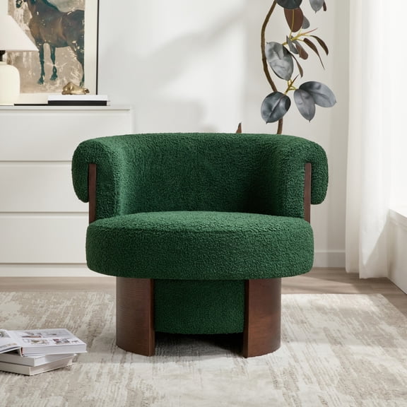 Christopher Knight Home 32" Modern Curved Swivel Barrel Chair with 360 Rotating Base, Green