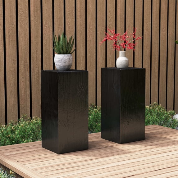 Christopher Knight Home 33.75" MGO End Table, Wood-Look Square Design, Indoor Outdoor Side Table, Black Finish, Set of 2