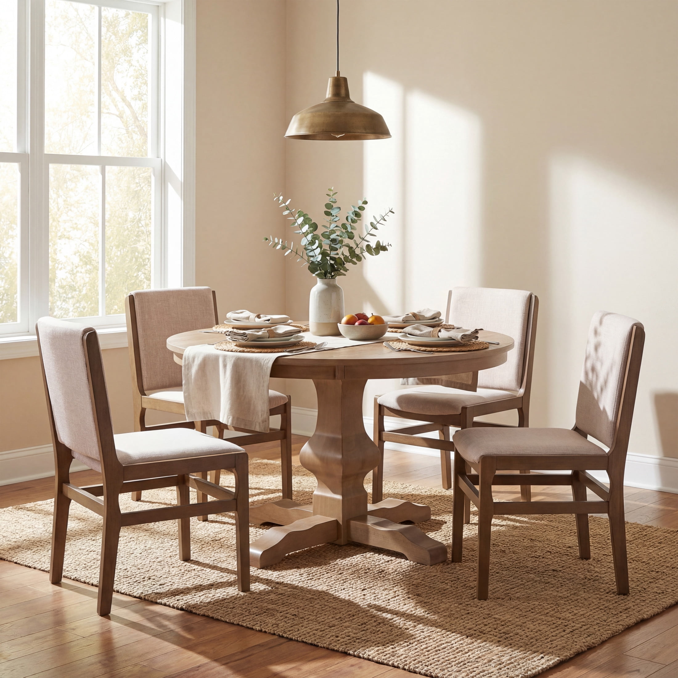 Christopher Knight Home 33"H Upholstered Armless Dining Chairs, Rubberwood Frame, Walnut, Set of 4