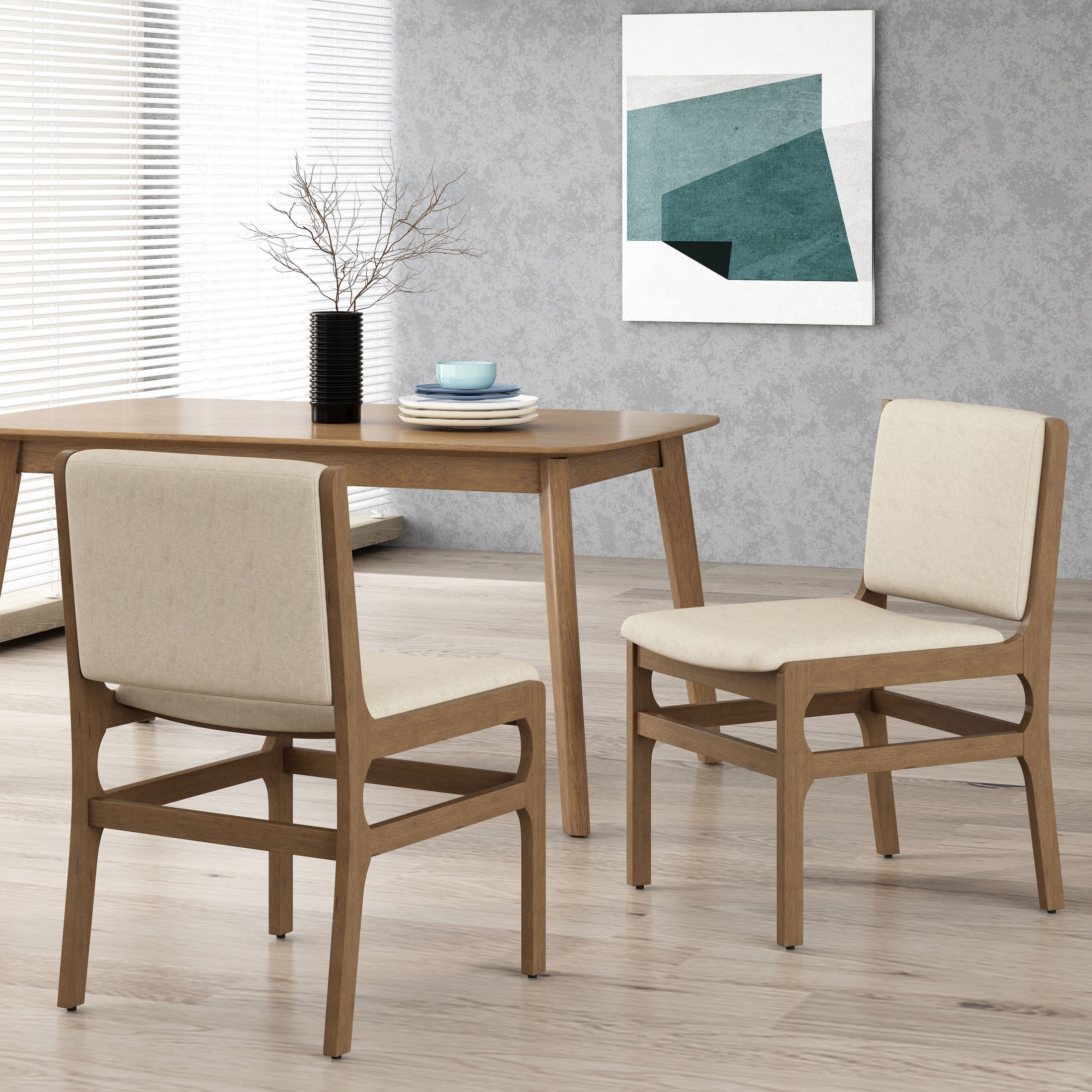 Christopher Knight Home 33"H Upholstered Armless Dining Chairs, Rubberwood Frame, Wheat, Set of 2