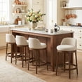 thumbnail image 1 of Christopher Knight Home 33"H Wooden Beige Upholstered Counter Stools with Round Seat, Walnut Finish, Set of 4, 1 of 9