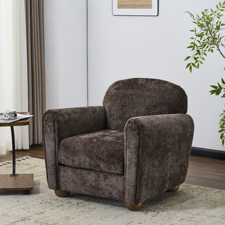 Christopher Knight Home 33" Upholstered Accent Chair, Modern Lounge Chair with Round Legs, Dark Brown