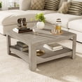 thumbnail image 1 of Christopher Knight Home 34.45" Square Coffee Table, Semi-Open Storage 2-Tier Accent Table, Light Ash, 1 of 6