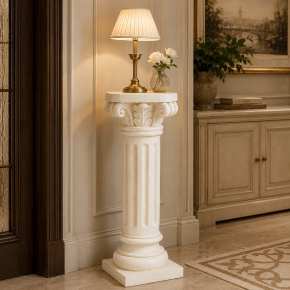 Christopher Knight Home 34" MGO Roman Column Stand, Decorative Plants & Flowers Pedestal, Antique White