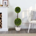 thumbnail image 1 of Christopher Knight Home 34" Topiary Boxwood Tree in Black Plastic Pot, Pre-Potted Faux Greenery Tree for Home Decor, Set of 2, 1 of 10