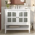 thumbnail image 1 of Christopher Knight Home 36" Bathroom Vanity with Sink, Textured Glass Doors, Open Shelf, White, 1 of 9