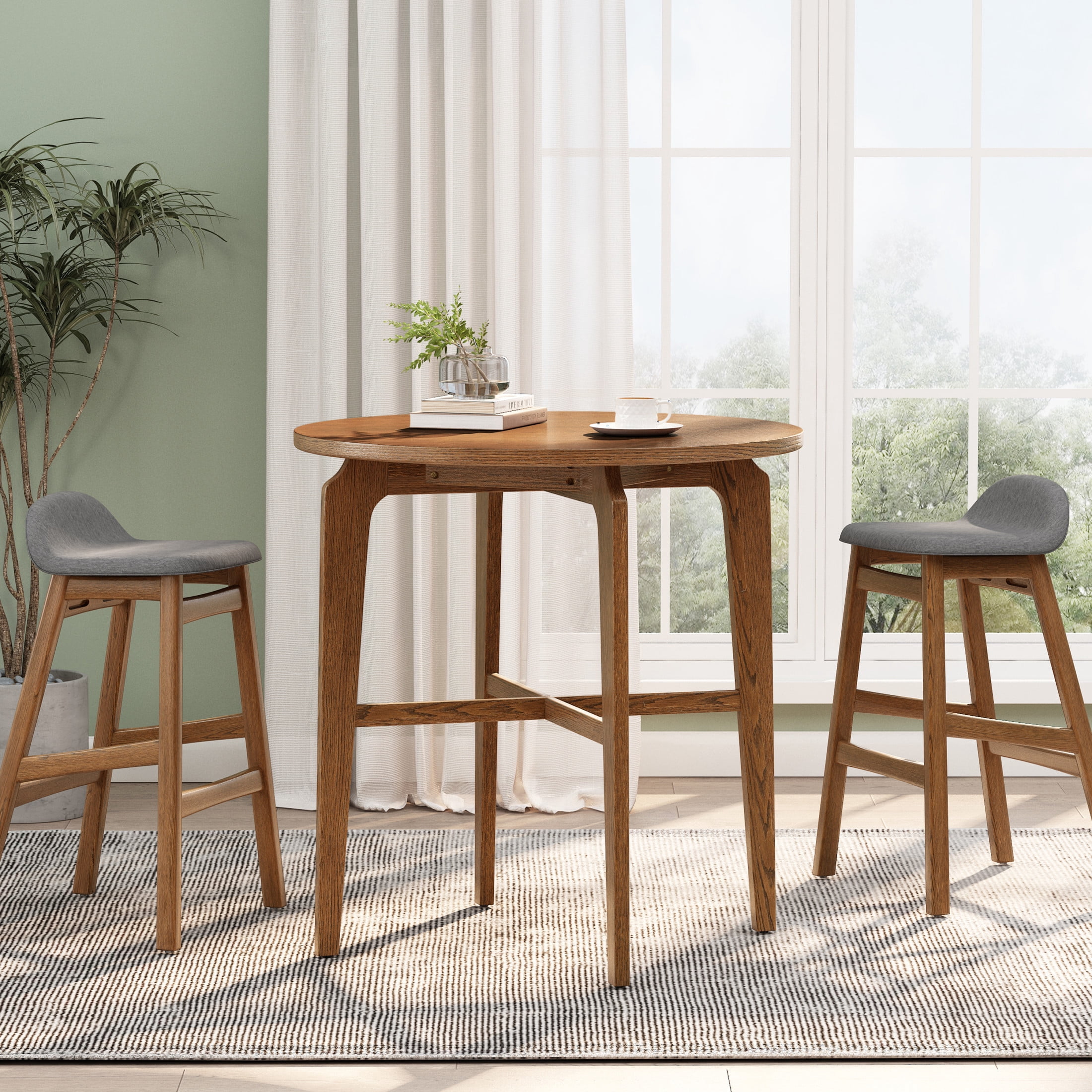 Christopher Knight Home 36"H Round Wooden Bar Table for Kitchen, Dining Room or Home Bar, Walnut