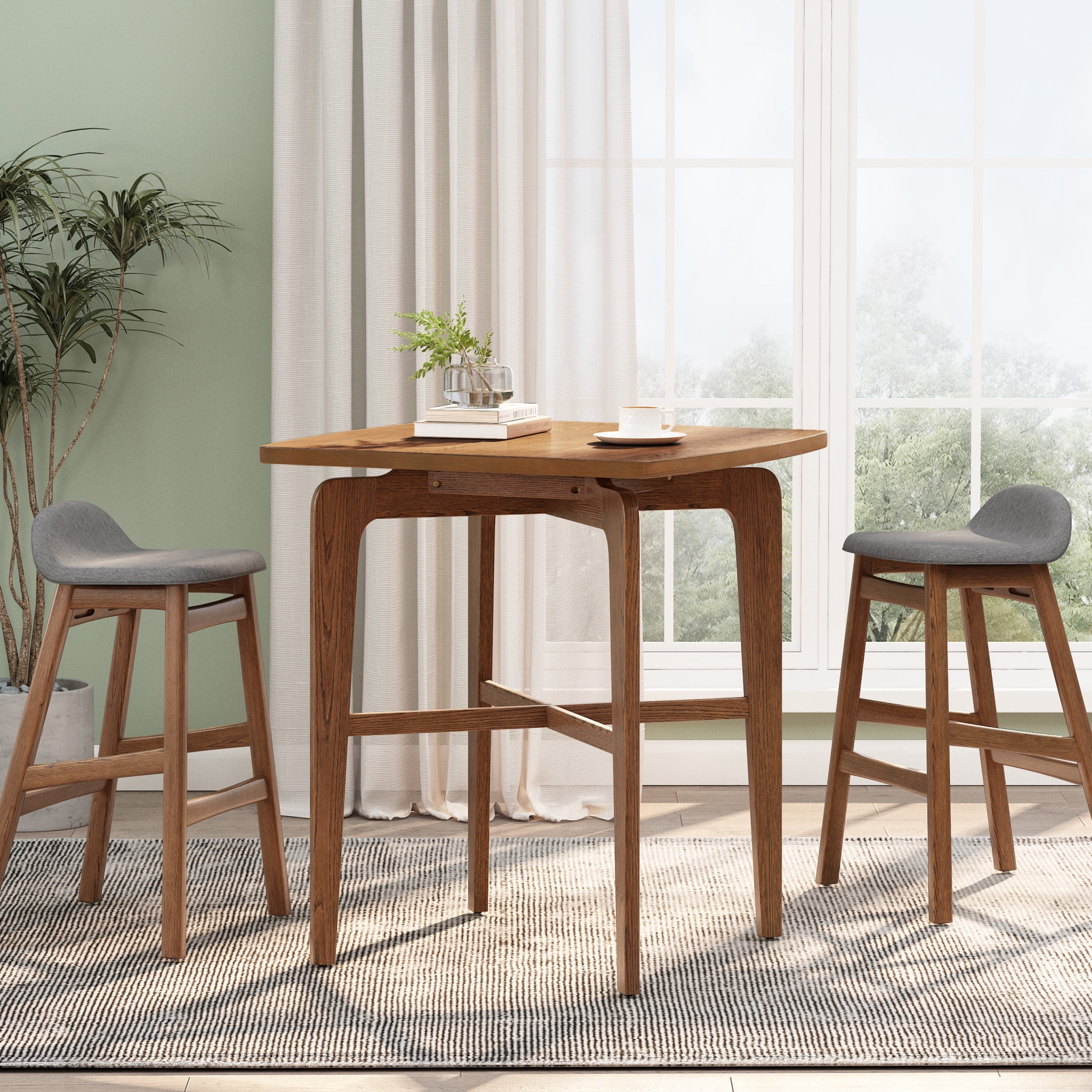 Christopher Knight Home 36"H Square Wooden Bar Table for Kitchen, Dining Room or Home Bar, Walnut